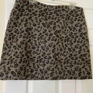 Loft wool grey leopard fully lined skirt size 14